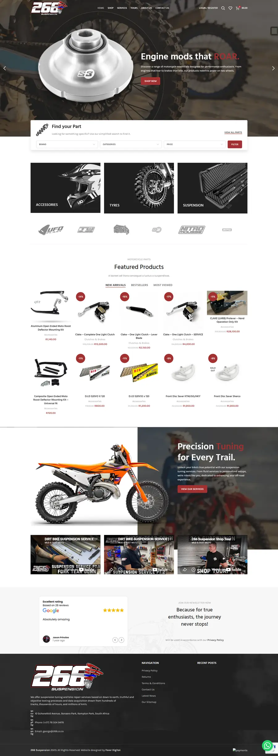 Full page design of the 266 Suspension website built by FUTR Agency