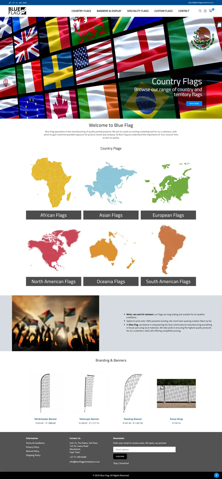 Full page design of the Blue Flag Manufacturing website built by FUTR Agency