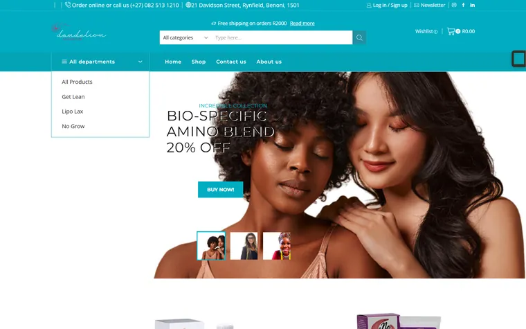 Dandelion Distribution — Cosmetics Distribution website designed and built by FUTR Agency