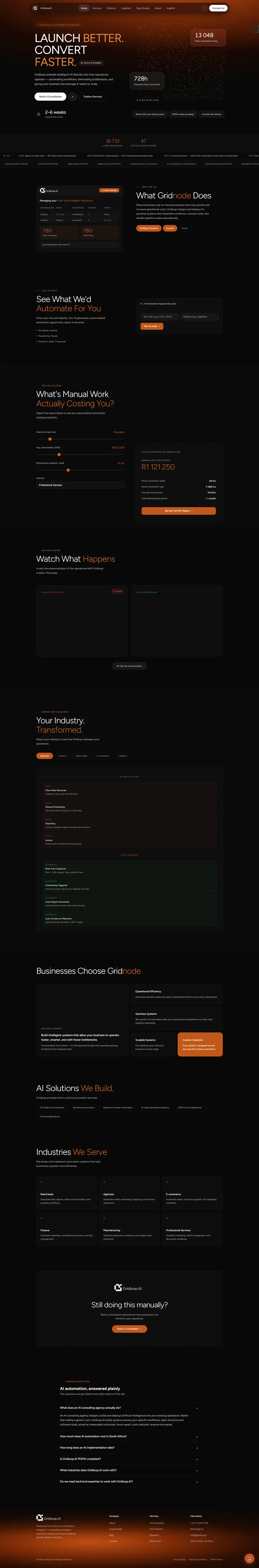 Full page design of the Gridloop.AI website built by FUTR Agency