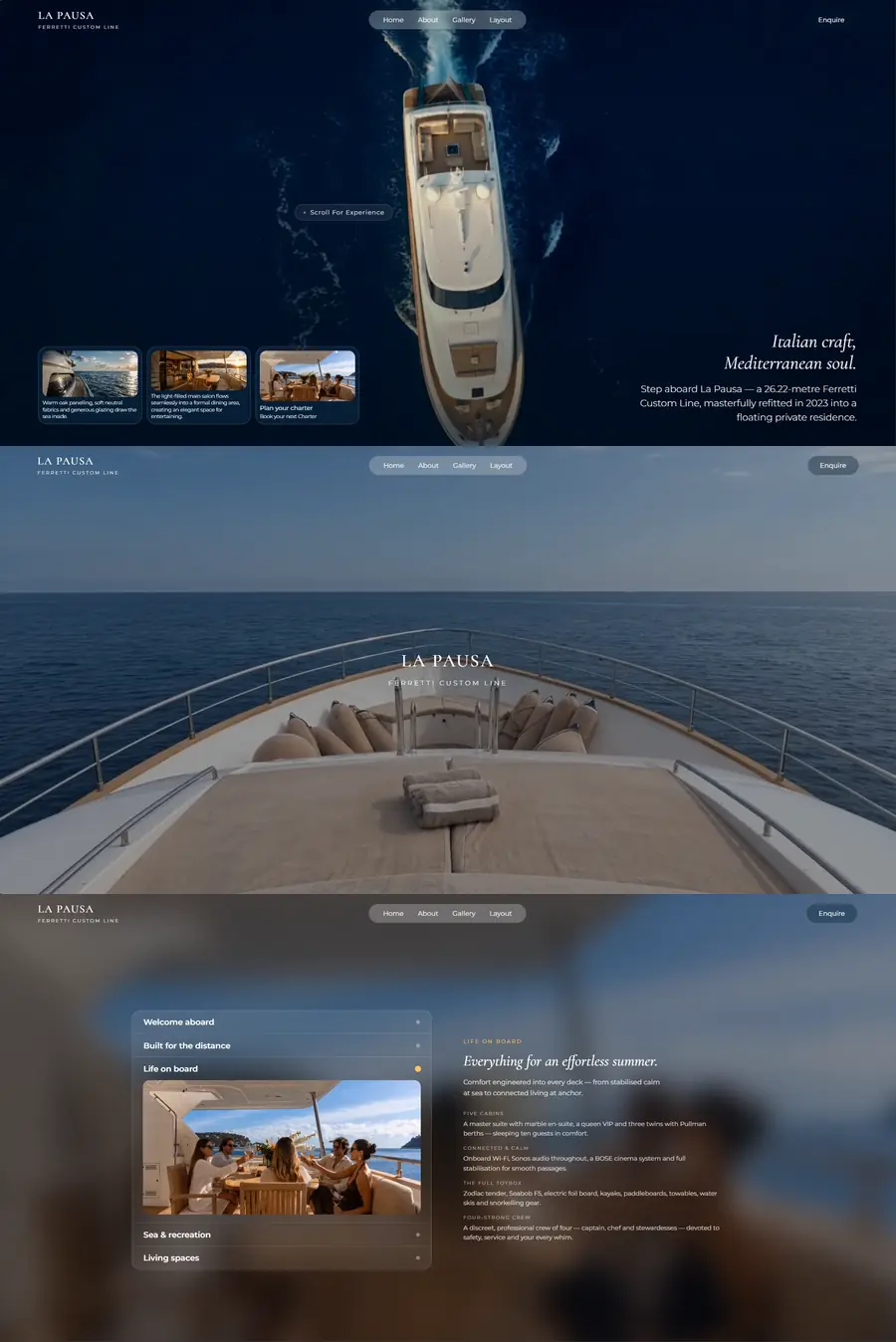 Full page design of the La Pausa website built by FUTR Agency