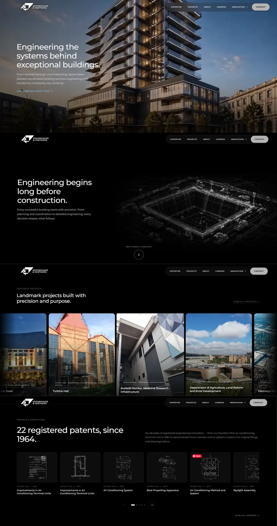 Full page design of the Spoormaker & Partners website built by FUTR Agency